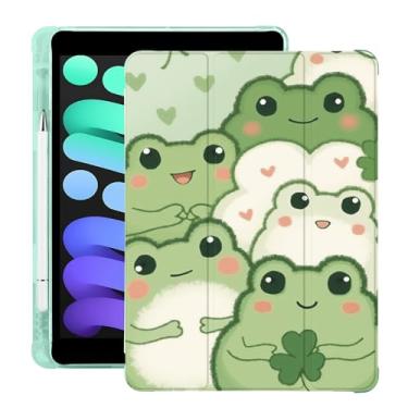 Imagem de BlHMCASE Capa Kawaii Cute Frog para iPad Pro de 13 polegadas M4 2024 (7ª geração) com suporte para lápis, hibernar/despertar automático, capa traseira de TPU macio de couro verde