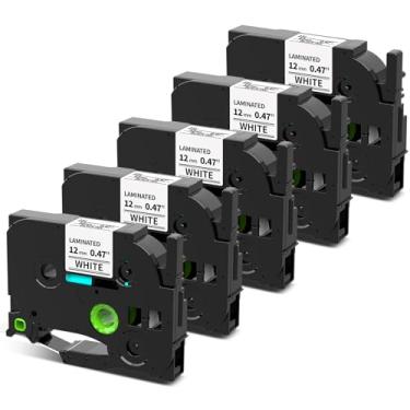 Imagem de Pillex Pacote com 5 fitas de substituição Brother Label Maker TZe-231 TZe TZ 12 mm 0,47 branco laminado TZe231 TZ-231 P Fita de etiqueta de toque compatível com Brother Ptouch PT-D210 PT-D220 PT-H110