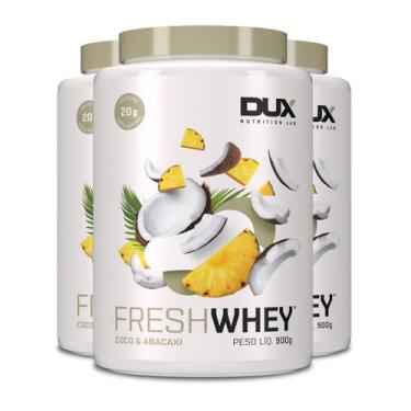 Imagem de Kit 3 Whey Protein Fresh Dux Abacaxi e Coco 900g