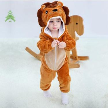Imagem de Macacão Pijama Infantil de Bebê Frio Inverno Fantasia Urso Ursinho  Le
