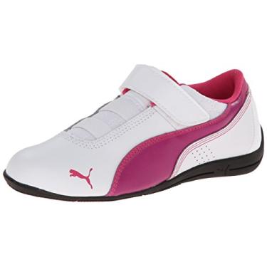 Imagem de Tênis infantil PUMA Drift Cat 6 Leather V (infantil/infantil), White/Vivid Viola/Beetroot Purple, 5 Toddler