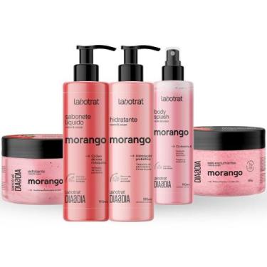 Imagem de Kit Banho Premium Labotrat Morango Completo 5 Produtos Corpo E Rosto E