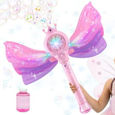 Imagem de Máquina De Varinha Mágica De Bolhas | Asas de Anjo Varinha Sopradora de Bolhas | Soprador de Espuma Brilhante Musical a Pilhas para Crianças Jovens e Adultos Jardim Piscina Verão