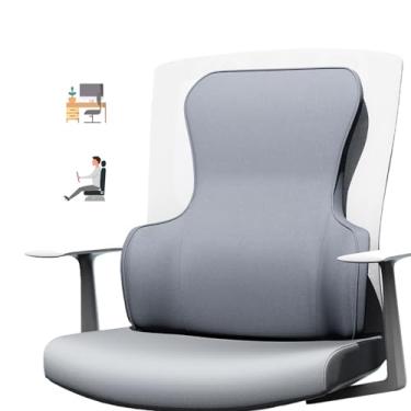 Imagem de Almofada de apoio lombar para cadeira de escritório – Suporte para as costas para cadeira de escritório com espuma viscoelástica para todas as estações e base de silicone antiderrapante, alívio na