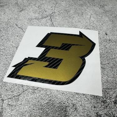 Imagem de Número de corrida de fibra de carbono adesivos de carro algarismos arábicos 012345679 fita para capacete de tanque de combustível do corpo do motor de motocross (3, altura 10 cm)