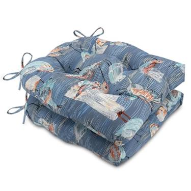 Imagem de Outdoor Chair Cushions, U-Shaped Wicker Seat Cushion Set of 2, Water-Resistant and Fading-Resistant for Patio Garden Home Office Furniture(Pattern 1)