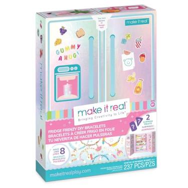 Imagem de Make It Real: Pulseiras DIY Fridge Frenzy – Kit de joias com 237 peças, faça e desenhe 8 pulseiras, mais de 200 miçangas, pingentes temáticos de doces e alimentos, adolescentes e crianças a partir de