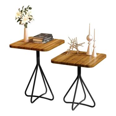 Imagem de Conjunto Mesa Lateral Teca Firenze Decorativa