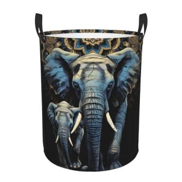 Imagem de Cesto de roupa suja dobrável impermeável para dois elefantes, cesto de armazenamento de roupas com alças, pano Oxford, organizador de brinquedos, cesta para banheiro, lavanderia, quarto, médio