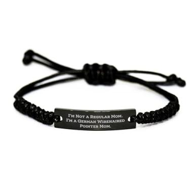 Imagem de Pulseira de corda engraçada com ponteiro alemão de pelo arame para mãe de cachorro para mãe de cachorro alemão de pelo arame no dia dos pais, pequeno, nylon, sem pedra preciosa