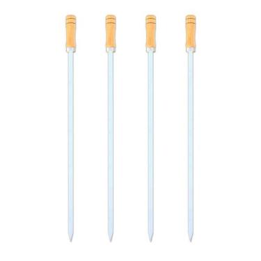 Imagem de Kit 04 Pçs Espeto Alumínio Simples Chato Estreito Aperitivos e Petisco