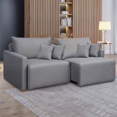 Imagem de Sofá Cama 2 Lugares Júlia Retrátil e Reclinável Linho/Cinza - Celflex
