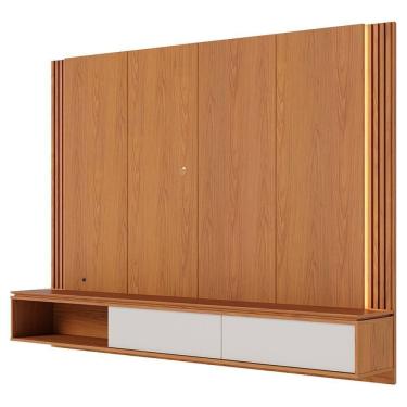 Imagem de Painel Suspenso TV 75 Polegadas 217 Cm Loa Colibri Freijo Off White Matte