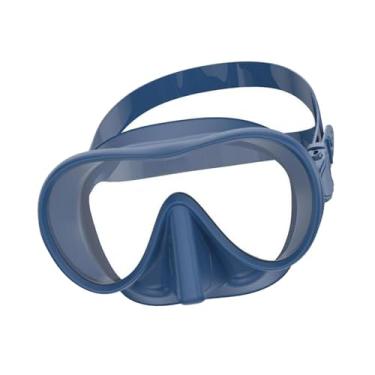 Imagem de rockible Máscara de mergulho com snorkel, óculos antiembaçantes, óculos de natação, com proteção nasal, máscara de natação para áreas externas, piscina, praia, Azul Profundo