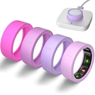 Imagem de BandRain Capas ultrafinas compatíveis com Oura Ring Gen 4/Oura Gen 3, capa protetora de silicone elástico antiarranhões, acessórios para anel ULTRAHUMAN AIR mulheres e homens, pacote com 4