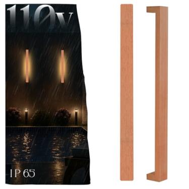 Imagem de Kit 2 Arandela de Parede Fixação Invisível 61CM Cor Natural Rústica Led Vedado Bivolt 6500K 3300K (110V Branco Quente)