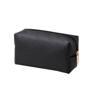 Imagem de Necessaire Feminina de Couro PU Compacta – Estojo de Maquiagem, Viagem e Cosméticos (Preta)