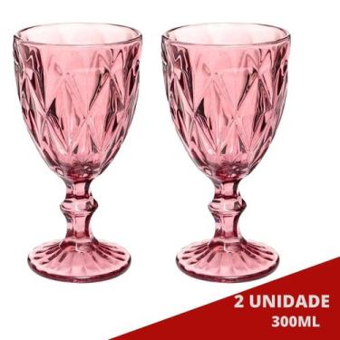 Imagem de 2UNI Taça Diamante Copos Vidro Lilás 300ml Suco Vinho Água - PRATICASA