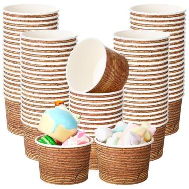 Imagem de Taças de sobremesa descartáveis Nuanchu Rustic Wood 270 ml, pacote com