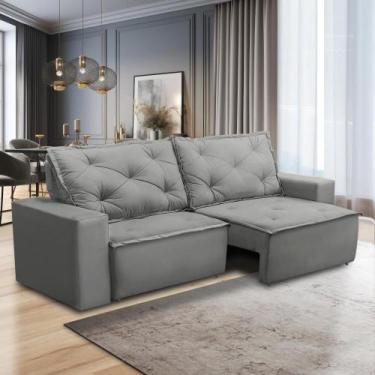 Imagem de Sofá Retrátil e Reclinável 3 lugares com Molas 2,00m Aline Suede Cinza