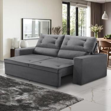 Imagem de Sofá Retrátil e Reclinável 3 lugares com Molas 1,80m Lana Suede Cinza 