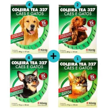 Imagem de Kit 4 Coleiras G+2 Coleiras M+4 Coleiras P+1 Coleira Gatos Contra Pulg