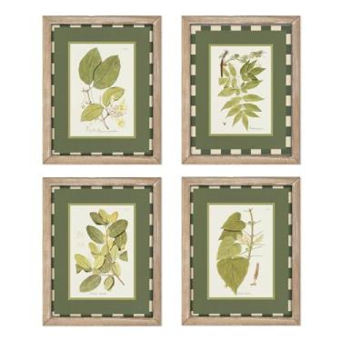 Imagem de Gatheroad Conjunto de 4 peças de arte de parede de planta verde, impressões botânicas de 20 x 25 cm, pôsteres de folhas minimalistas para decoração rústica vintage de casa de fazenda, quarto, sala de