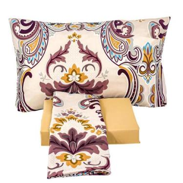 Imagem de Jogo de Lençol Queen 3 Peças Micro Percal 400 Fios Toque de Pêssego - 