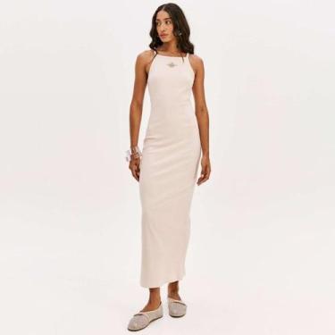 Imagem de Vestido Super Mid Easy Lança Perfume Alça Pr26 Bege Feminino, M