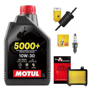 Imagem de Kit Menutenção Bros 150 2009 Ate 2013 Óleo 10W30 Semissintético + Vela Ignição + Filtro Ar  + Filtro Combustível