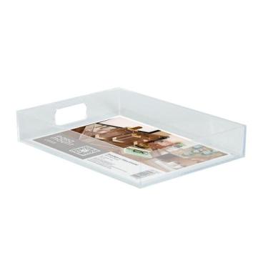 Imagem de Bandeja Em Acrílico Cristal Prática 35x26x6 Cm Com Alça - Paramount