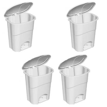 Imagem de Kit 4 Lixeira Com Pedal 10 litros Branca 23x30x34Cm - Paramount