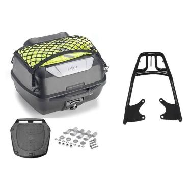 Imagem de Kit Baú 43L Monolock Adventure Givi E43nbr + Bagageiro Moto Titan 160 2025 Preto Tubo 04439 Projetil