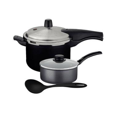 Imagem de Panela De Pressão Effect 4,5l E Panela Turim Alumínio Antiaderente 1,4l Ptc + Concha - Tramontina