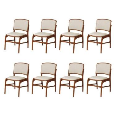 Imagem de Jogo 8 Cadeiras de Jantar Florença em Madeira Jequitibá Terra Encosto 