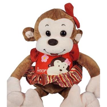 Imagem de Macaco De Pelúcia Com Vestido Amor 40cms (Vermelho)
