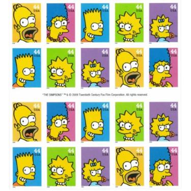 Imagem de The Simpsons (Sheet of 20) 44 Cent US Postage Stamps 2009 Scott 4399-4403