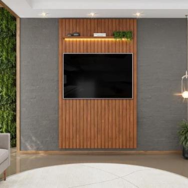 Imagem de Painel para TV até 60 Polegadas Ripado com LED DJ Móveis Trento 143 Fr