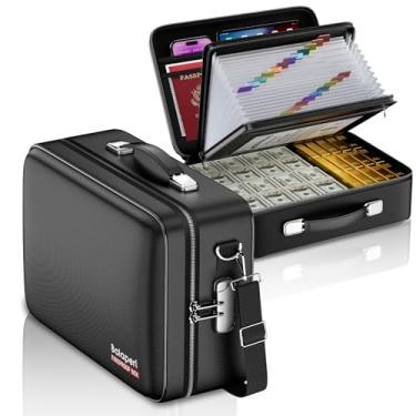Imagem de BALAPERI Caixa de documentos à prova de fogo com zíper à prova de fogo, estojo rígido organizador de arquivos com fecho, seguro para documentos importantes e objetos de valor de laptop (preto, 40 x 15