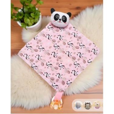Imagem de Naninha De Bebê Com Prendedor De Chupeta Menina Menino(PANDA ROSA)
