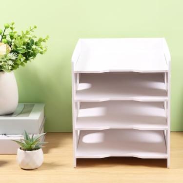 Imagem de Organizador de papel para scrapbook - Organizador de arquivos com economia de espaço de 4/5 camadas para mesa, armazenamento de papel de scrapbook destacável, suporte de documentos de mesa para