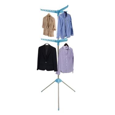 Imagem de Estante de secagem de roupas de 2 camadas/1 camada com trilho giratório de roupas de aço inoxidável, suporte de secagem de roupa dobrável, com economia de espaço, secador de ar portátil para 54/27