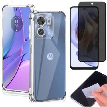 Imagem de [GL CASES] Kit Capa Moto G05 Case Capinha Anti Impacto Reforçada Silicone Transparente Flexível Proteção De Câmera + Pelicula Motorola Moto G05 De Privacidade Vidro Anti Spy Espião