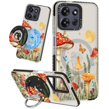 Imagem de Lotadilo Linda capa para Moto G Power/Play 5G 2025 para mulheres e meninas - Design engraçado de borboleta Mogu compatível com suporte de anel Magsafe, suporte magnético, capas de telefone de TPU da