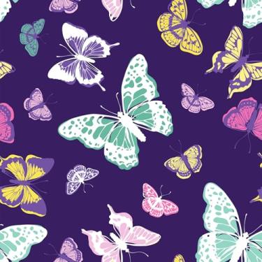 Imagem de VaryPaper Papel de parede de borboleta roxa de 43 cm x 192 cm, papel de parede de mariposa caprichoso para quarto de berçário removível autoadesivo mural de parede decorativo borboleta papel de