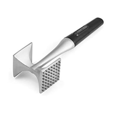 Imagem de Farberware Amaciador profissional de carne de aço inoxidável rígido e textura dupla face com pega confortável, ótimo para bater carne, mariscos, nozes, lavável na lava-louças, preto
