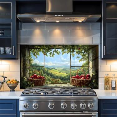 Imagem de Papel de parede de cozinha autoadesivo à prova de óleo à prova d'água Backsplash filme protetor de parede papel removível para armário 76 x 16 polegadas