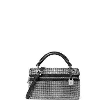 Imagem de Michael Kors Bolsa transversal Jana Extra Pequena com Alça Superior, Ferragens Prateadas/Strass Hot Fix/Preta