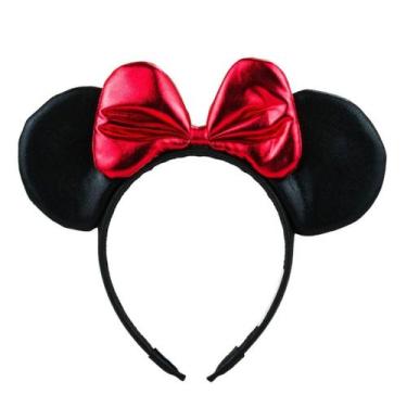 Imagem de Tiara Preta Orelhas Laço Vermelho Minnie 20x25cm - Disney - Taimes