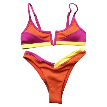 Imagem de Conjunto de patchwork de biquíni feminino maiô de duas peças sutiã pre